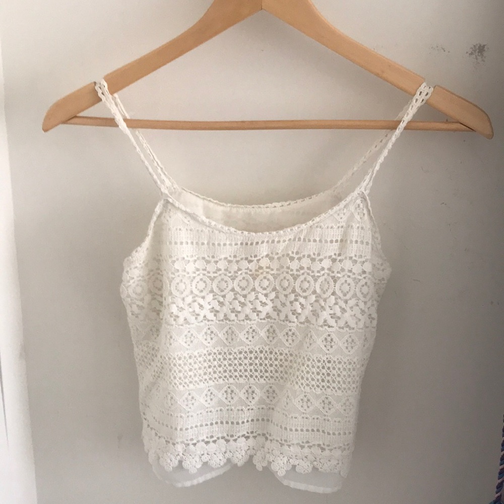 White lace crop top